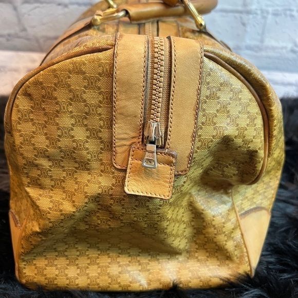 CELINE Brown Canvas + Leather Boston Bag - Picture 4 of 11